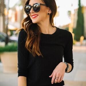 J. Crew Tippi Black Merino Wool Soft Minimalist Basic Crewneck Sweater Sz Small